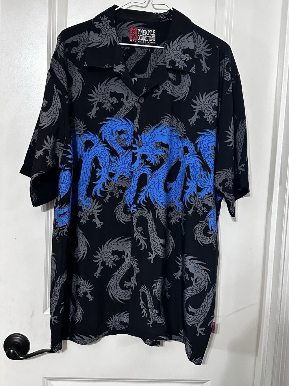 Pineapple Connection Shirt Mens Large Black Dragons All Over Untuck